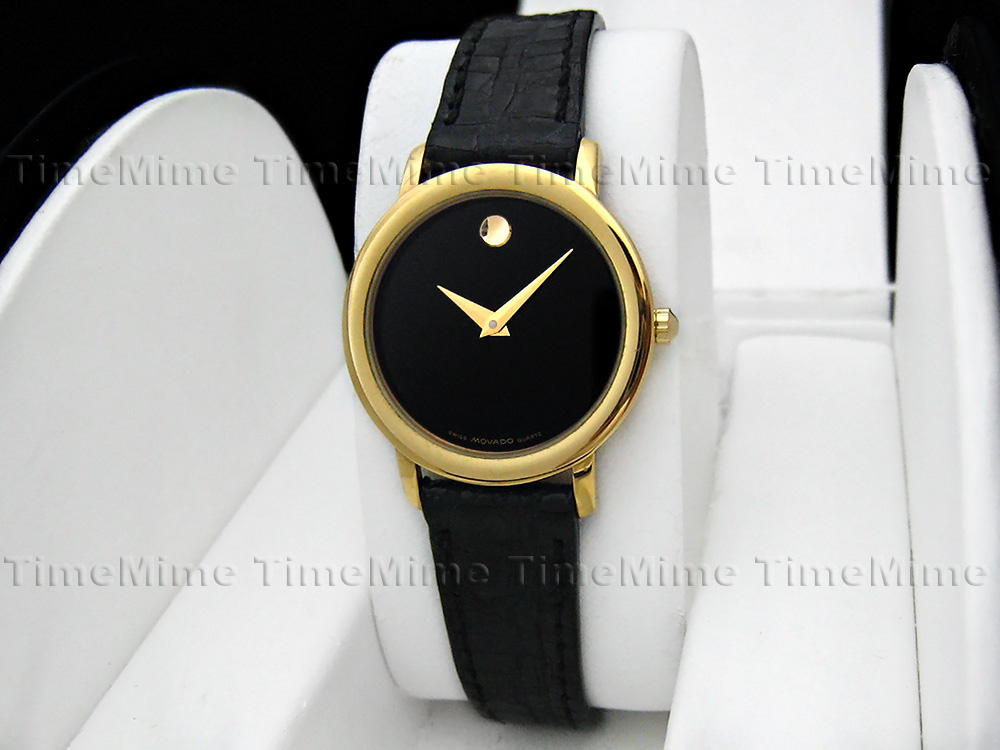 movado museum classic gold leather strap