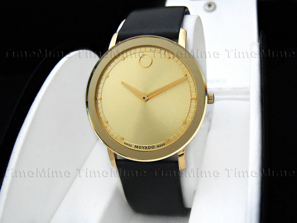 mens gold movado watch with black face